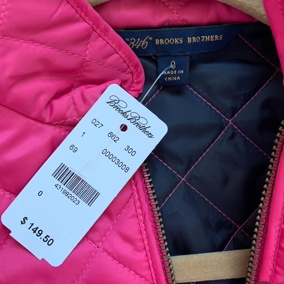 NWT Brooks Brothers Pink Quilted Jacket sz 0 XS / SM - Picture 9 of 15